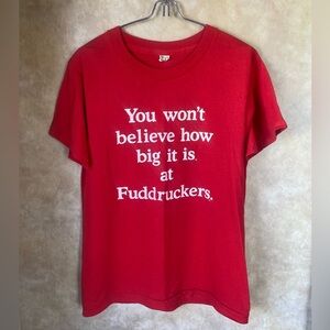 Vintage 80s Screen Stars Tee Vibrant Red Fuddruckers Restaurant Uniform Tee